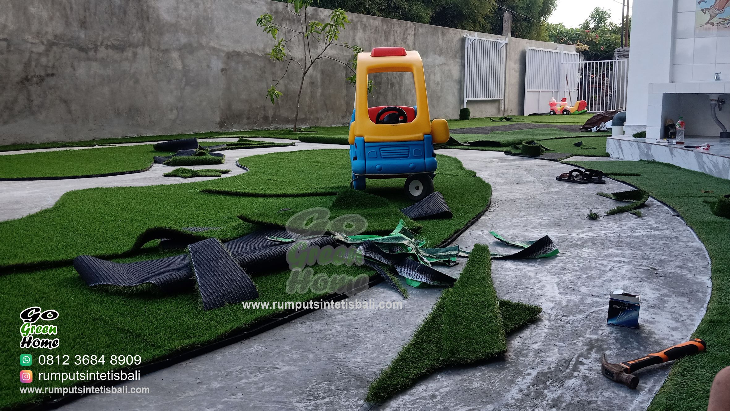 Pemasangan Rumput Sintetis Playground Hepi Kids Kesiman Denpasar
